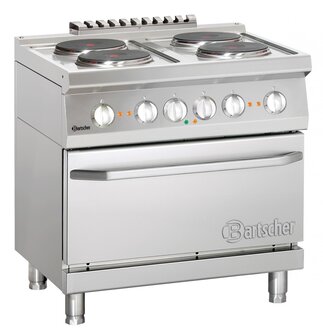 Bartscher 4 elektrische kookplaten met elektrische oven | 2/1 GN